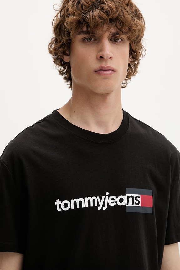 Tommy Jeans tričko pánske bavlnené čierna DM0DM23406