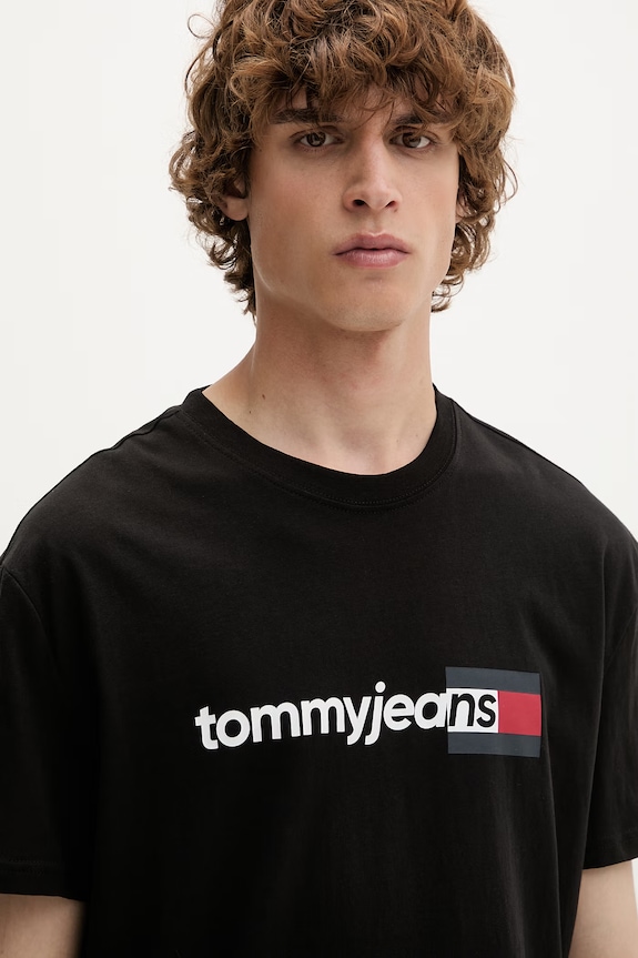 Tommy Jeans tričko pánske bavlnené čierna DM0DM23406