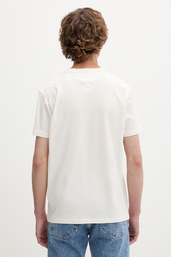 Ρούχα Tommy Jeans t-shirt ανδρικό βαμβακερό DM0DM23376 μπεζ