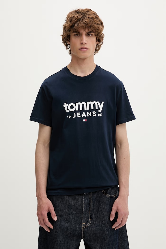 Tommy Jeans t-shirt ανδρικό βαμβακερό σκούρο μπλε DM0DM23376