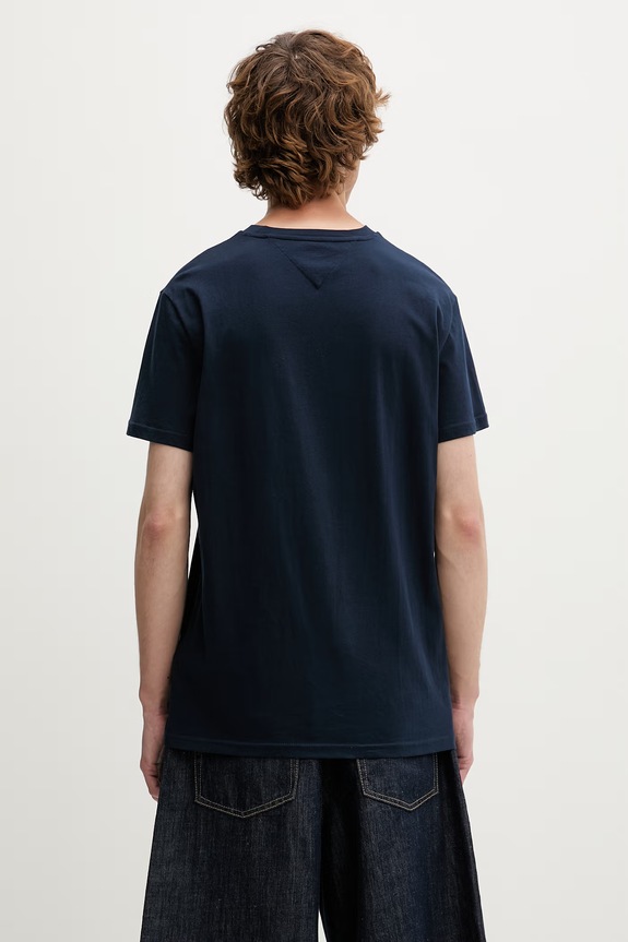 Ρούχα Tommy Jeans t-shirt ανδρικό βαμβακερό DM0DM23376 σκούρο μπλε