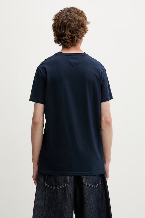 Ρούχα Tommy Jeans t-shirt ανδρικό βαμβακερό DM0DM23376 σκούρο μπλε