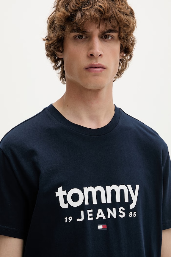 Tommy Jeans t-shirt ανδρικό βαμβακερό σκούρο μπλε DM0DM23376