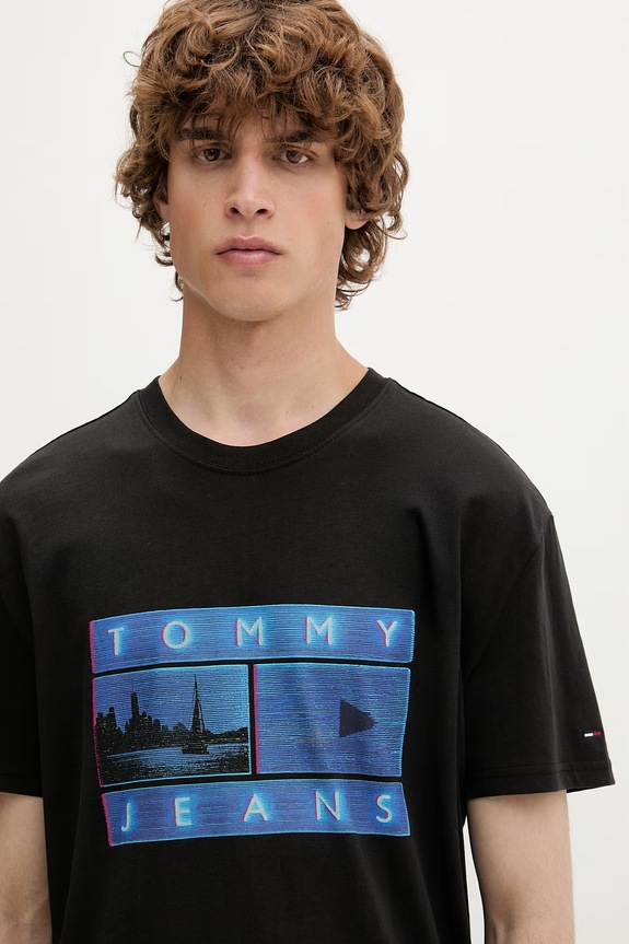 Tommy Jeans t-shirt ανδρικό βαμβακερό μαύρο DM0DM23191