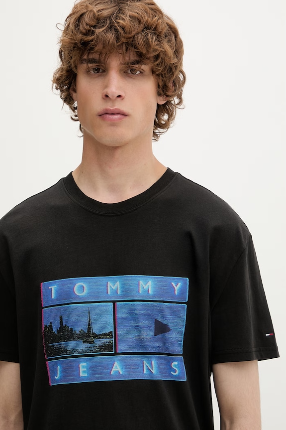 Tommy Jeans t-shirt ανδρικό βαμβακερό μαύρο DM0DM23191