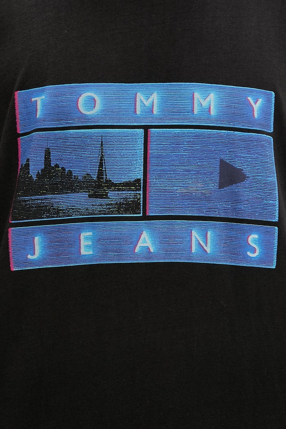 Tommy Jeans t-shirt ανδρικό βαμβακερό DM0DM23191 μαύρο