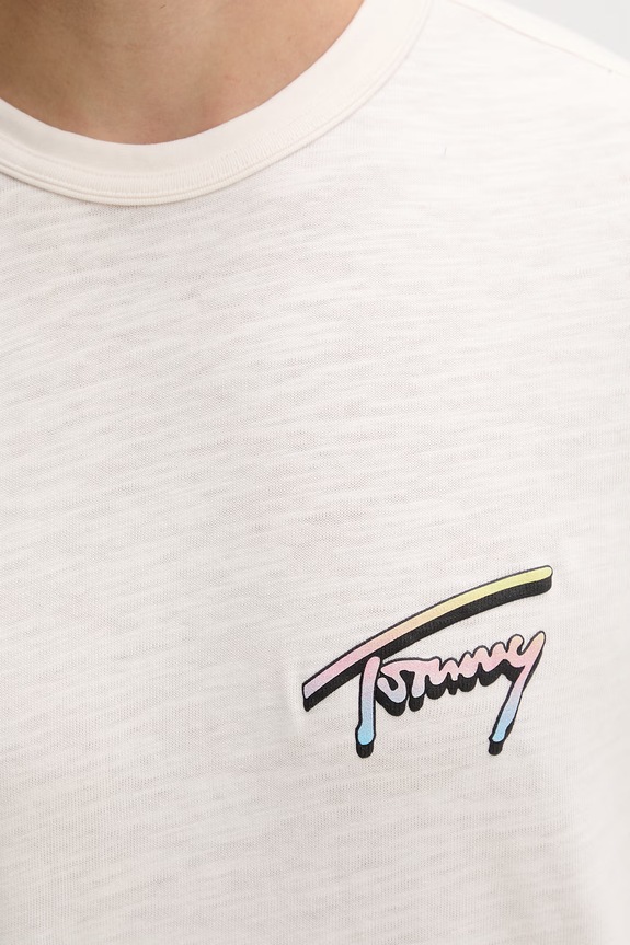 Tommy Jeans T-shirt męski bawełniany DM0DM23190 beżowy