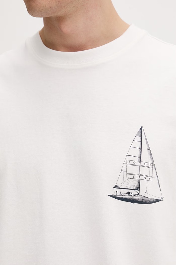 Tommy Jeans t-shirt ανδρικό βαμβακερό DM0DM23184 λευκό