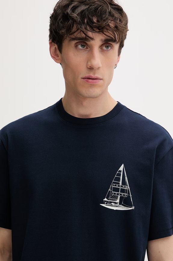 Tommy Jeans t-shirt ανδρικό βαμβακερό σκούρο μπλε DM0DM23184