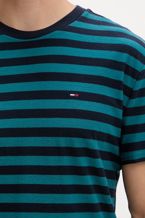 Tommy Jeans T-shirt męski bawełniany DM0DM23169 turkusowy