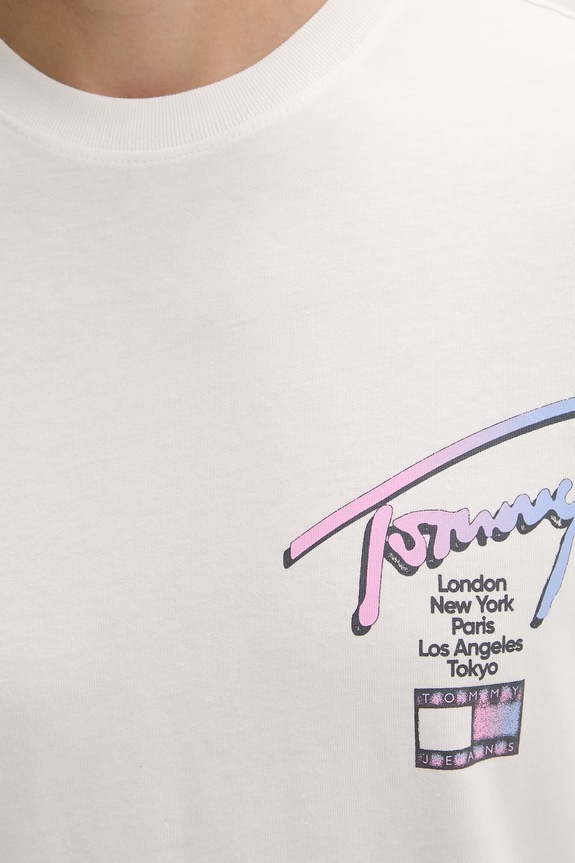 Tommy Jeans T-shirt męski bawełniany DM0DM23253 beżowy