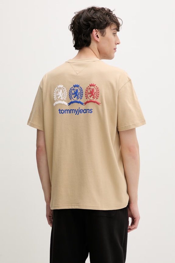 Odjeća Tommy Jeans majica za muškarce od pamuka DM0DM23172 bež