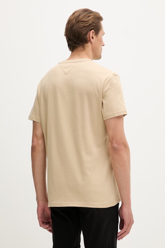 Ρούχα Tommy Jeans T-shirt oversize Ανδρικός βαμβακερός DM0DM22504 μπεζ