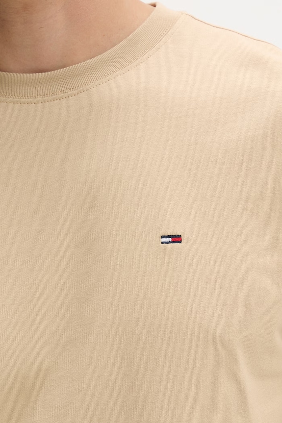 Tommy Jeans T-shirt oversize Ανδρικός βαμβακερός DM0DM22504 μπεζ