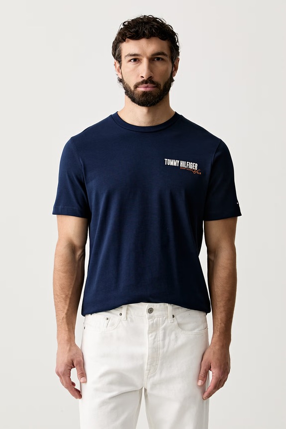 Odzież Tommy Hilfiger T-shirt męski bawełniany MW0MW43198 granatowy