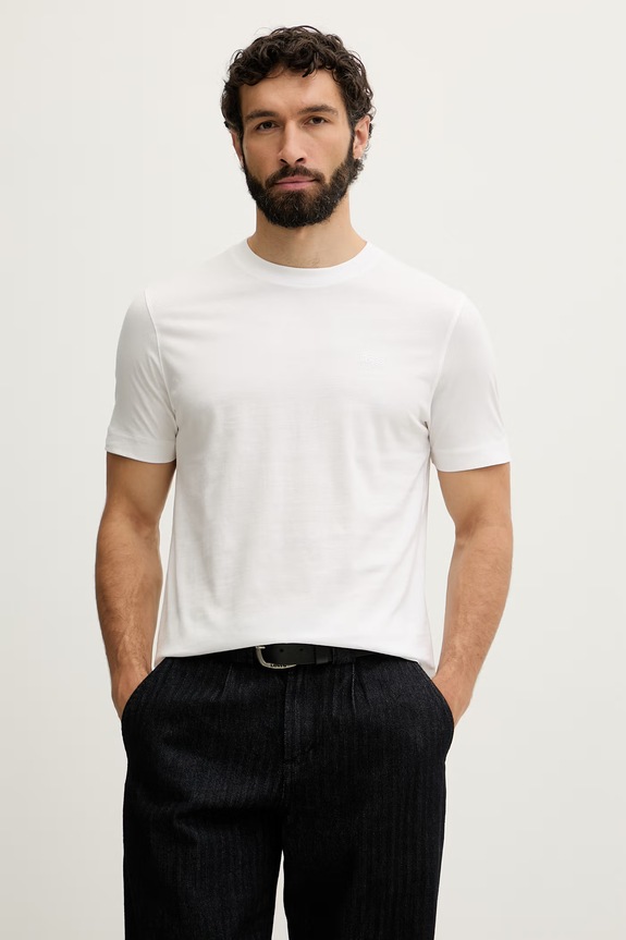 BOSS t-shirt ανδρικό βαμβακερό Thompson λευκό 50565995