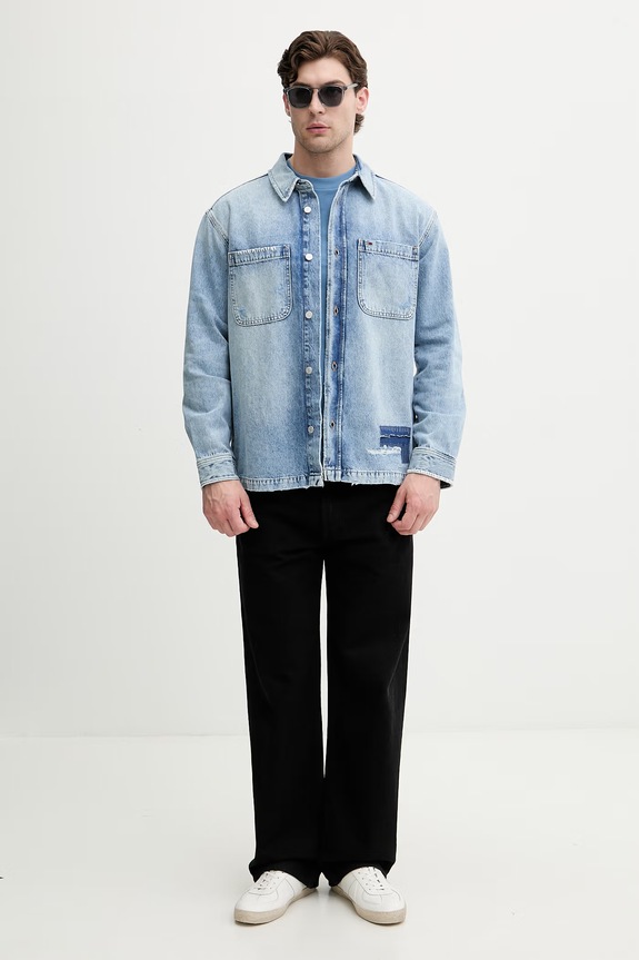 BOSS tričko pánske bavlnené Thompson 50565995 modrá AW26