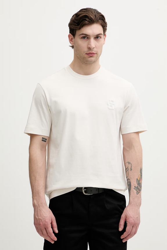 BOSS t-shirt ανδρικό βαμβακερό C-Tames μπεζ 50565044