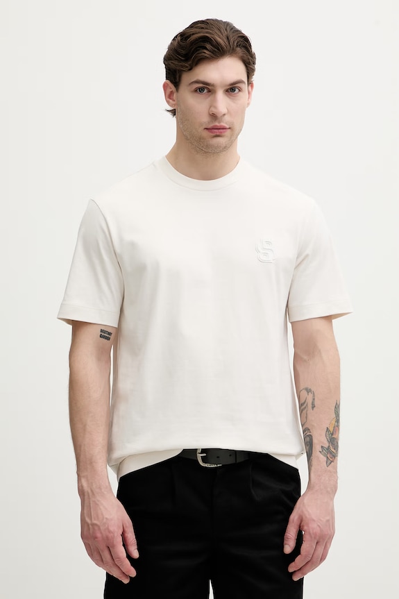 BOSS t-shirt ανδρικό βαμβακερό C-Tames μπεζ 50565044