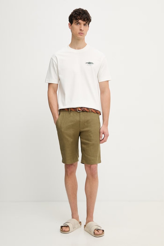 Marc O'Polo T-shirt męski bawełniany 5000014280 beżowy AW26