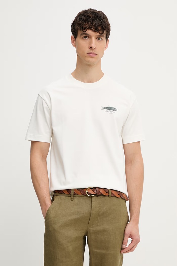 Odzież Marc O'Polo T-shirt męski bawełniany 5000014280 beżowy