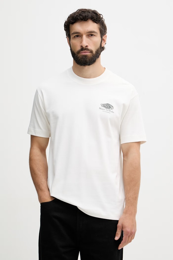 Odzież Marc O'Polo T-shirt męski bawełniany 5000014278 beżowy