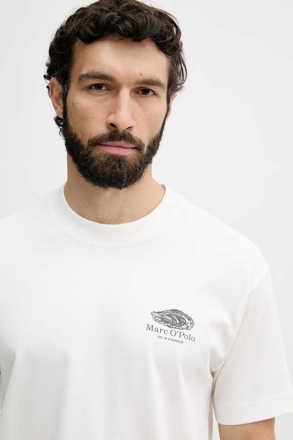 Marc O'Polo T-shirt męski bawełniany beżowy 5000014278