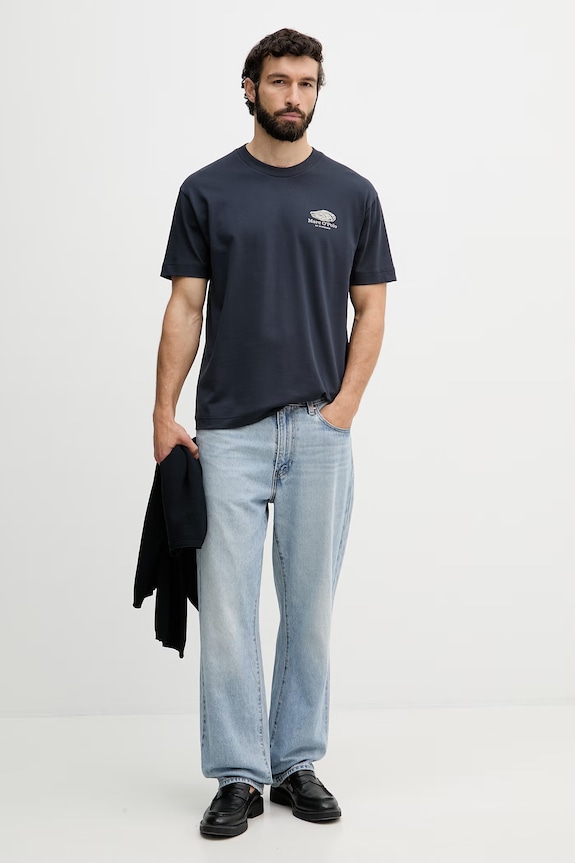 Marc O'Polo T-shirt męski bawełniany 5000014278 granatowy AW26