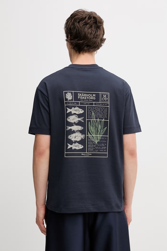 Marc O'Polo t-shirt da uomo in cotone blu navy 5000014277