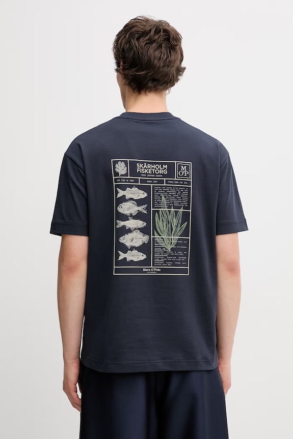 Marc O'Polo t-shirt da uomo in cotone blu navy 5000014277
