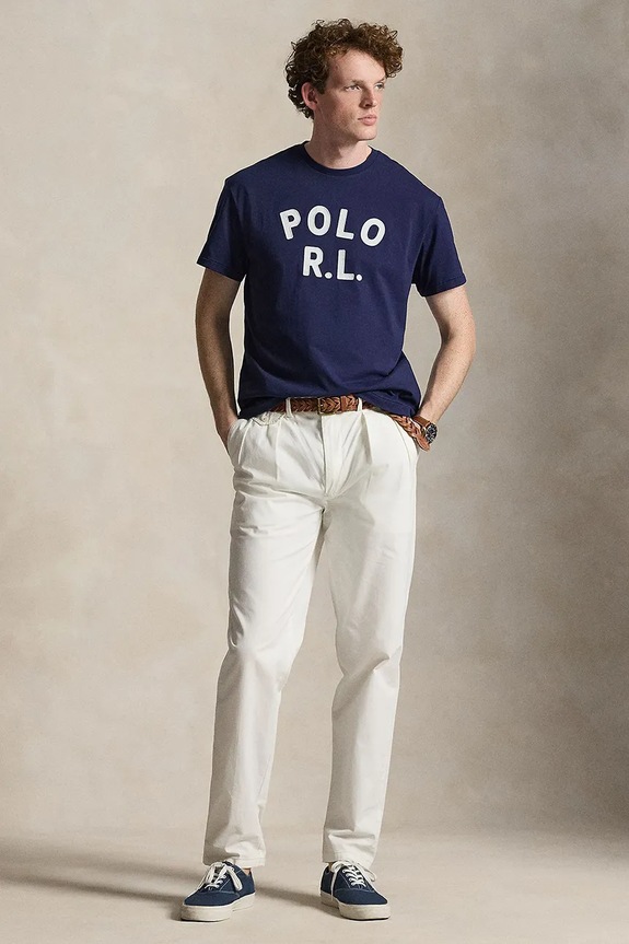 Oblečení Polo Ralph Lauren tričko pánské bavlněné 710B20222 námořnická modř