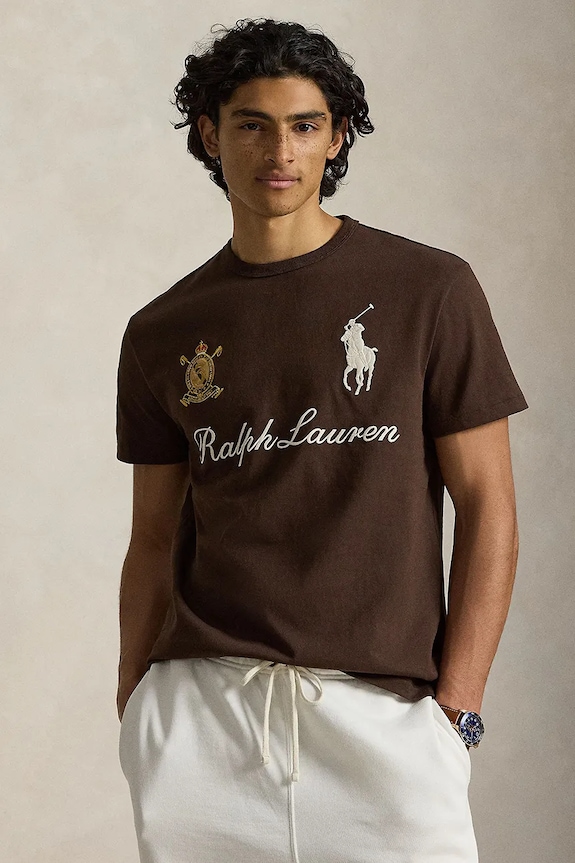 Polo Ralph Lauren футболка для мужчин из хлопка коричневый 710B20010