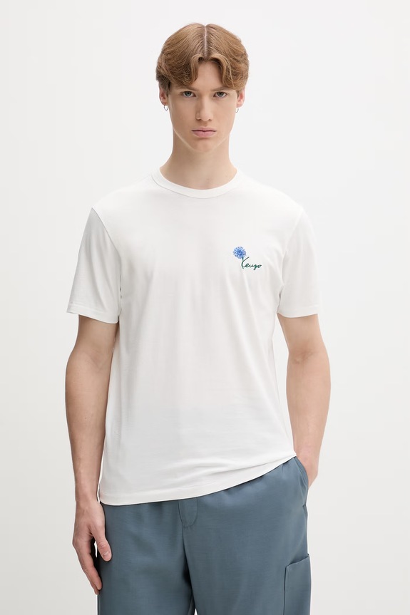 Kenzo T-shirt męski bawełniany biały FG65TS1624SG