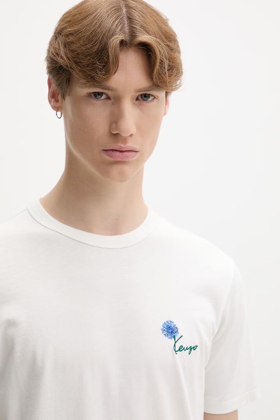 Kenzo T-shirt męski bawełniany biały FG65TS1624SG