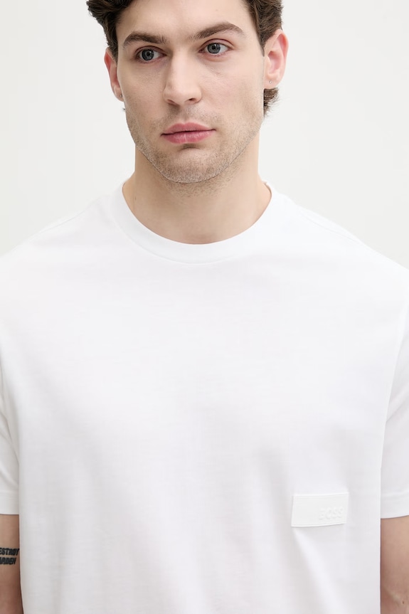BOSS Green T-shirt ανδρικό βαμβακερό TS_Structure λευκό 50564097