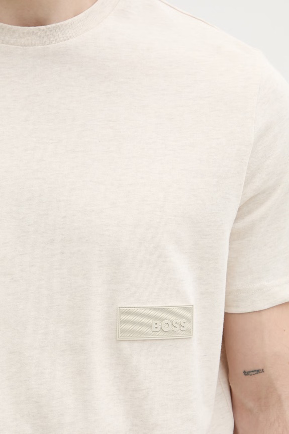 BOSS Green tričko pánske bavlnené TS_Structure 50564097 béžová