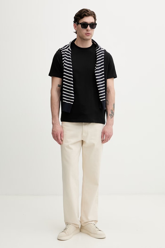 BOSS Green tričko pánske bavlnené TS_Structure 50564097 čierna AW26