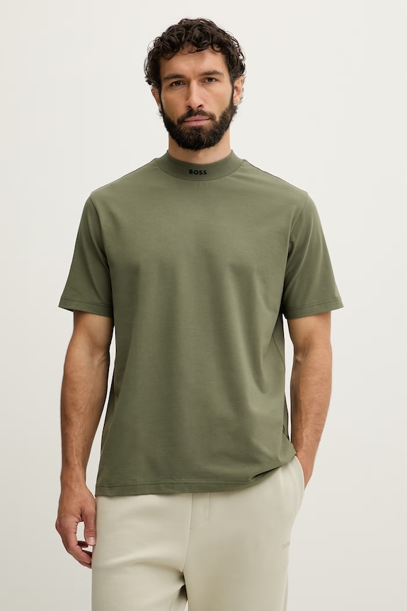 BOSS Green футболка мужская из хлопка с эластаном Tee Collar зелёный 50562120