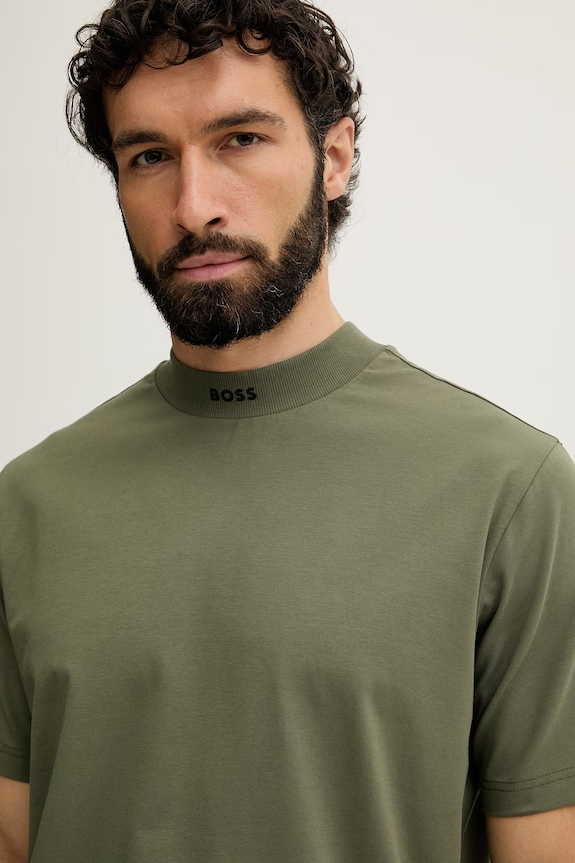 BOSS Green футболка мужская из хлопка с эластаном Tee Collar зелёный 50562120