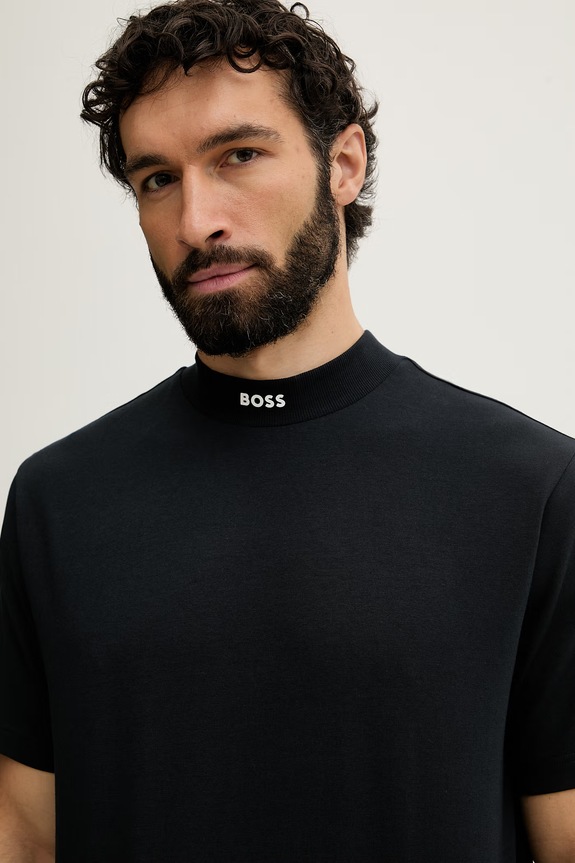 BOSS Green футболка для мужчин из хлопка с эластаном Tee Collar чёрный 50562120