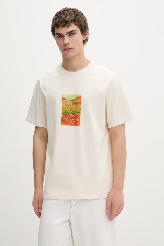 Les Deux T-shirt męski bawełniany beżowy 1001981