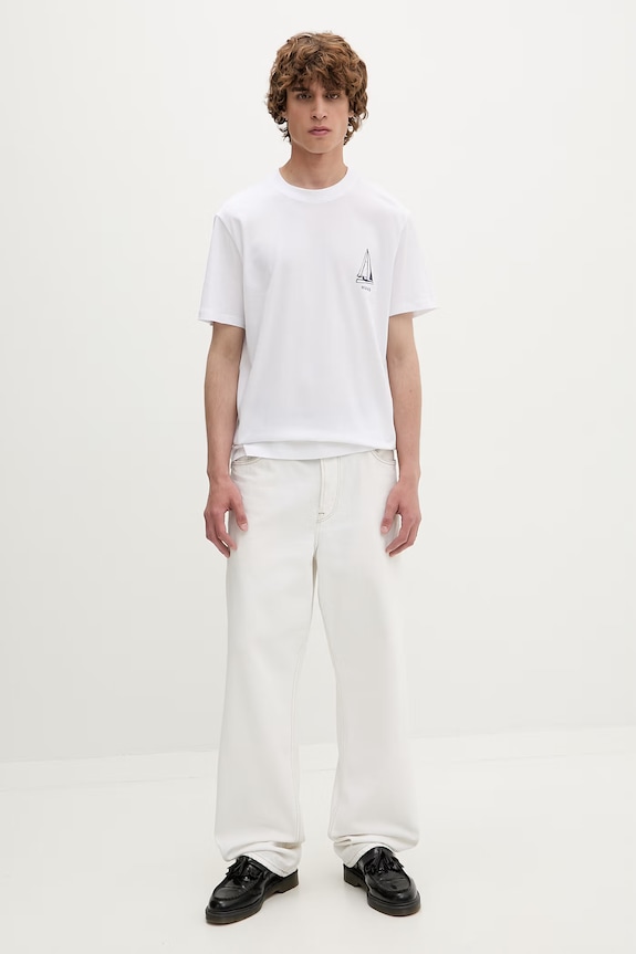HUGO t-shirt ανδρικό βαμβακερό Disail 50566029 λευκό AW26