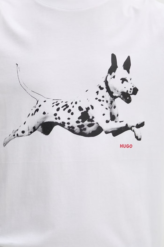 HUGO T-shirt męski bawełniany Dirunn 50564143 biały
