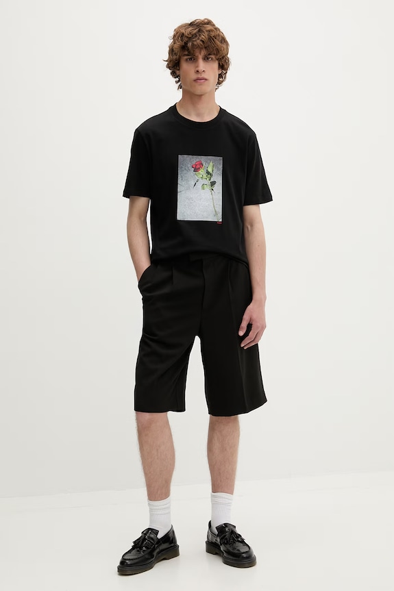 HUGO polo tričko pánske bavlnené s elastanom Durose 50564130 čierna AW26