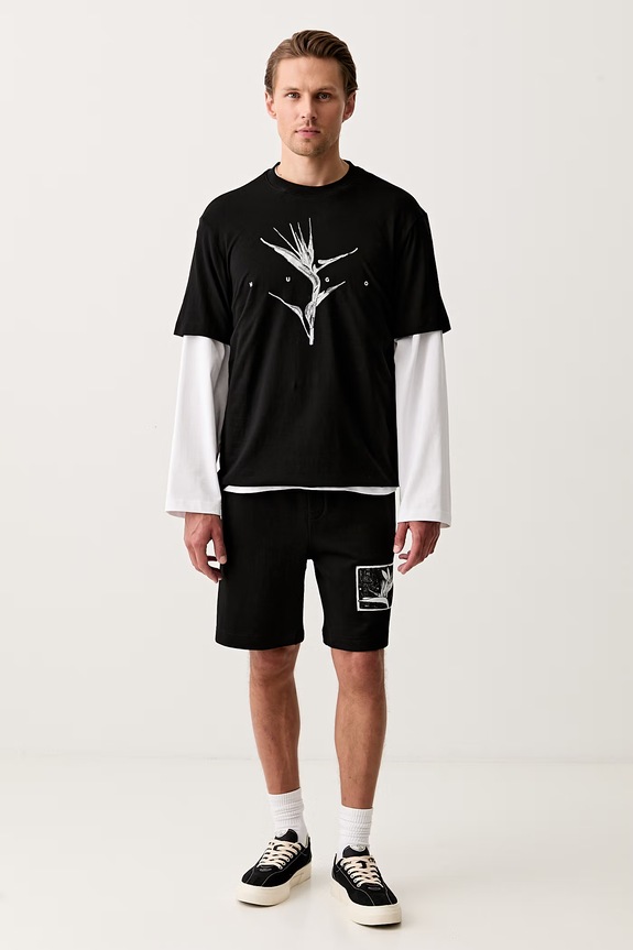 HUGO T-shirt męski bawełniany Darise 50563436 czarny AW26