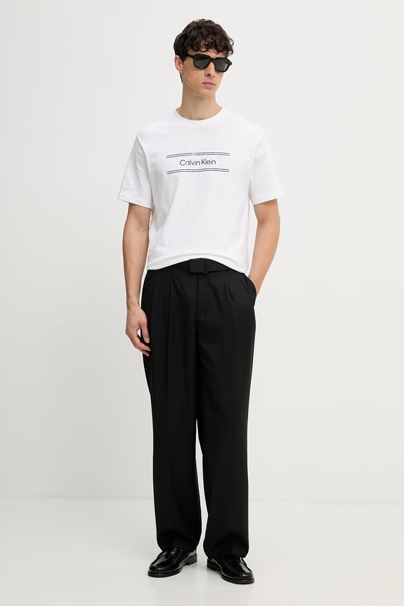 Calvin Klein T-shirt męski bawełniany LV04LG813G biały AW26