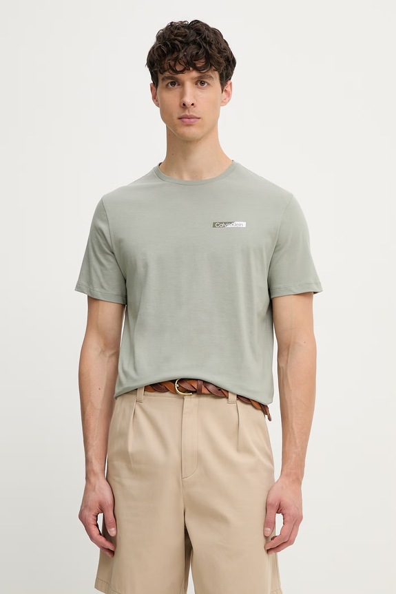 Oblečenie Calvin Klein tričko pánske bavlnené LV04LG810G zelená