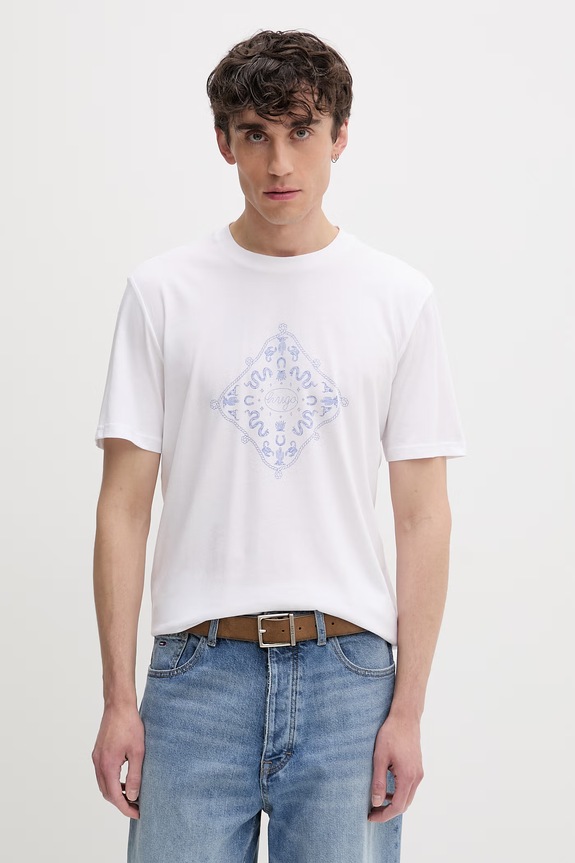 HUGO Blue t-shirt ανδρικό βαμβακερό Nerberri λευκό 50572760