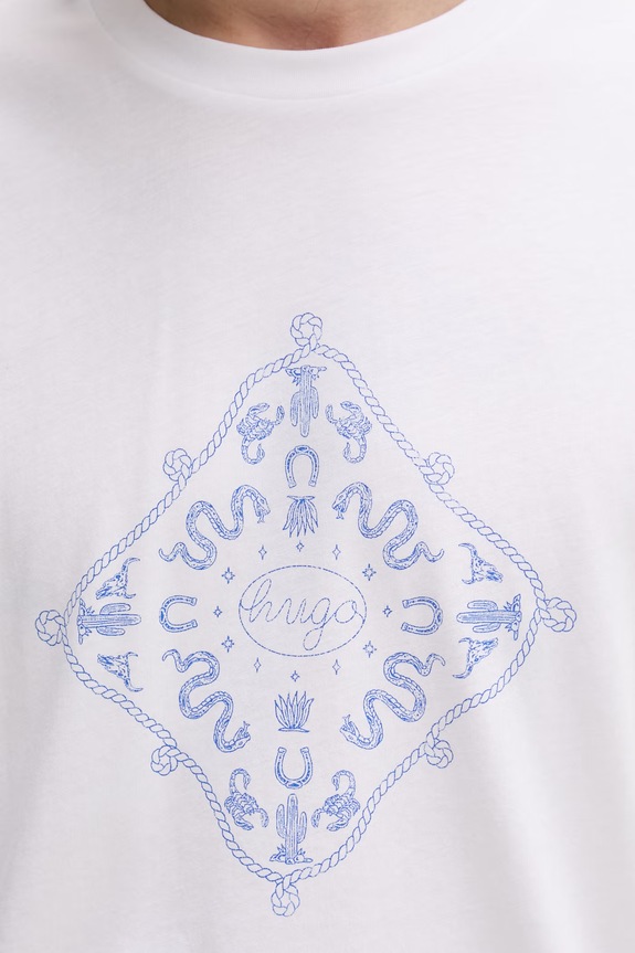 HUGO Blue t-shirt ανδρικό βαμβακερό Nerberri 50572760 λευκό