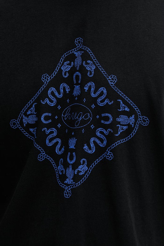 HUGO Blue t-shirt ανδρικό βαμβακερό Nerberri 50572760 μαύρο